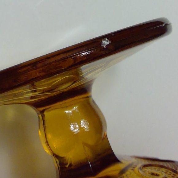 S/4 Vintage Indiana Glass Tiara Amber Sandwich Champagne Sherbet Glasses - Picture 9 of 9